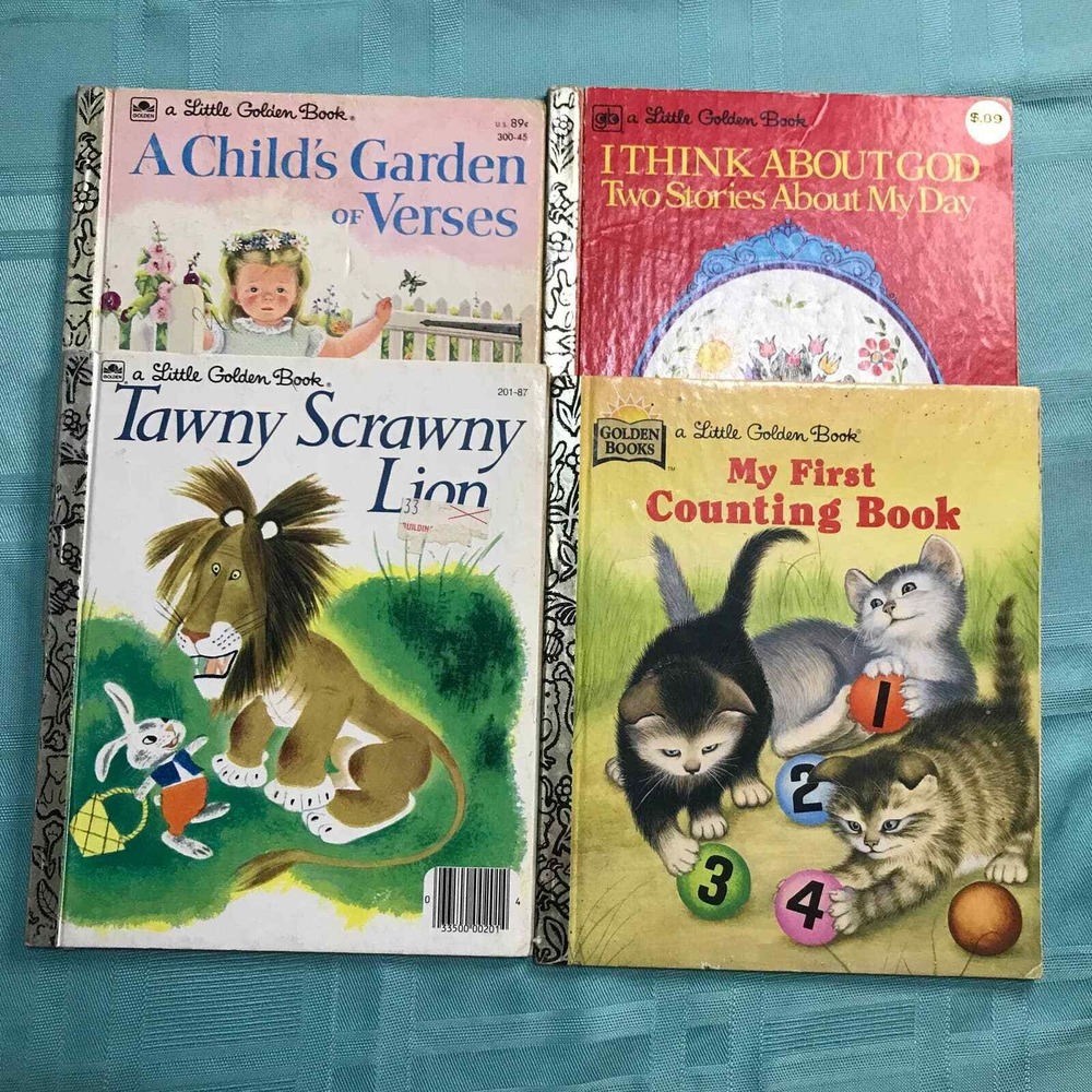 Little Golden Books Lot of 4 Multi Color Vintage Childrens Hardcover Stories
